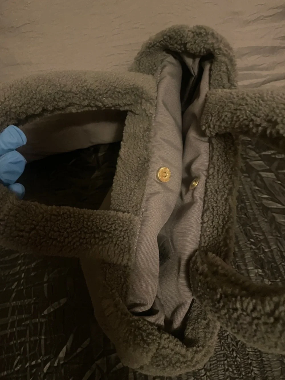 Prada Gray Sherpa Tote with White Logo - Picture 16 of 17